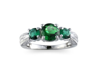 Elegant Platinum Ring With Emerald Crystal Diamonds Jewelry Gift For Her Special Occasion Anniversary Gift For Her
