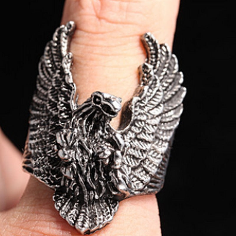 Mens Eagle Ring Polished Titanium Steel Ring Natural Animal Ring Bird Ring Statement Ring for Men Jewelry Gift Eagle Jewelry Polished Ring