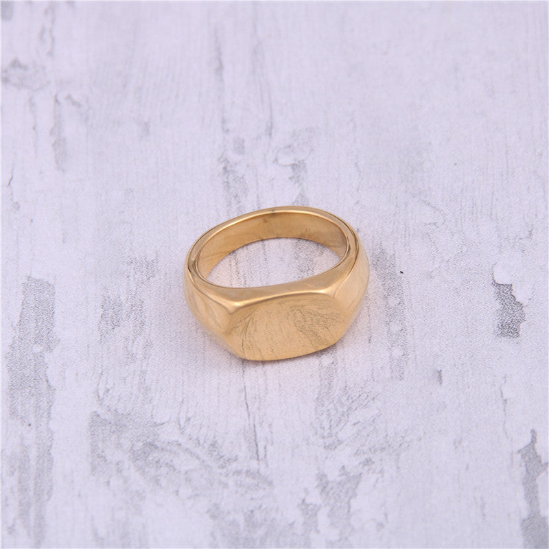 Chic Wide Edge Ring for Women Titanium Steel Statement Ring Fashion Jewelry Band Unique Design Ring Steel Color Electroplated Ring