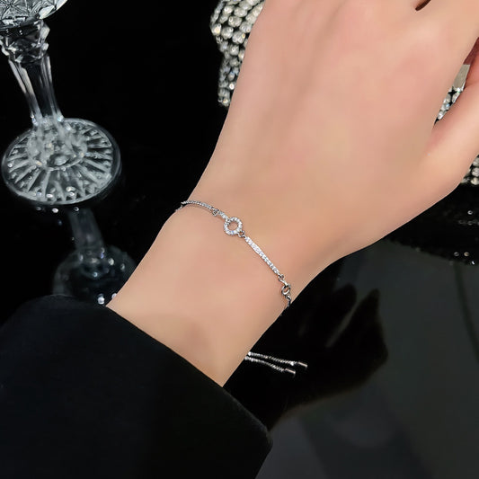 Womens Copper Bracelet With Zircon Flower Pearl Elegant Electroplated Bracelet Affordable Jewelry Gift For Her