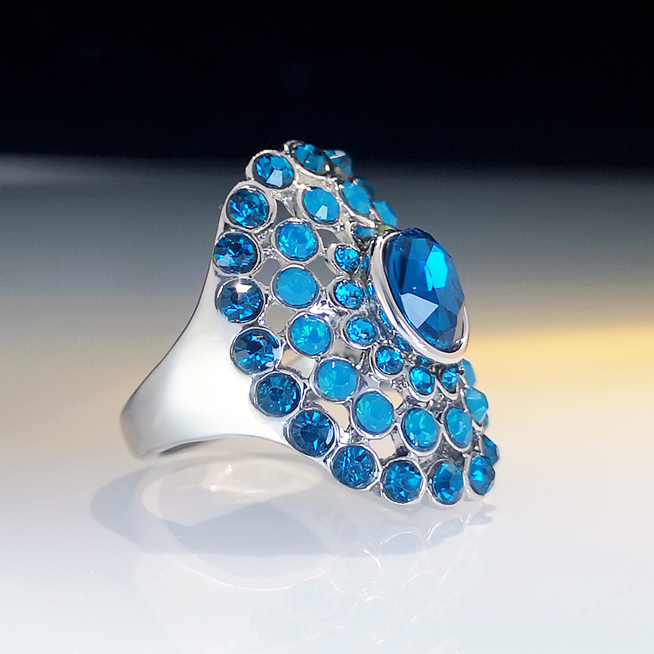 Womens Opal Ring In Platinum Finish Fashion Jewelry With Elegant Classic Style And Electroplating Shine For Everyday Wear