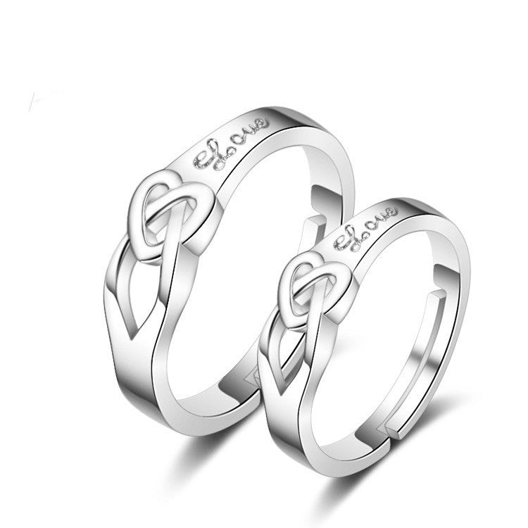 Couple Rings Korean Fashion Jewelry Gift White Copper Electroplated Open Rings Women Men Matching Promise Bands