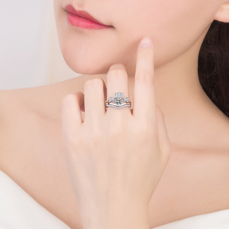 Womens Detachable Ribbon Ring Platinum Gold Three Piece Set Celebrity Inspired Fashion Ring Perfect for Everyday Wear