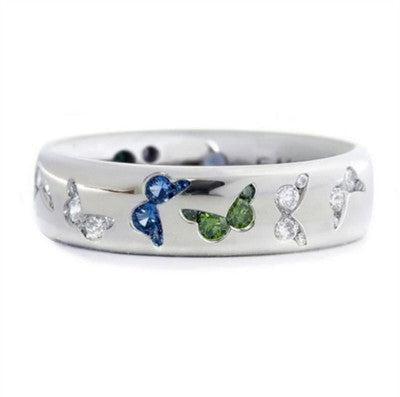 Unisex Geometric Butterfly Ring With Zircon Alloy Inlaid Artificial Gemstone Individually Packed Cute Fashion Jewelry
