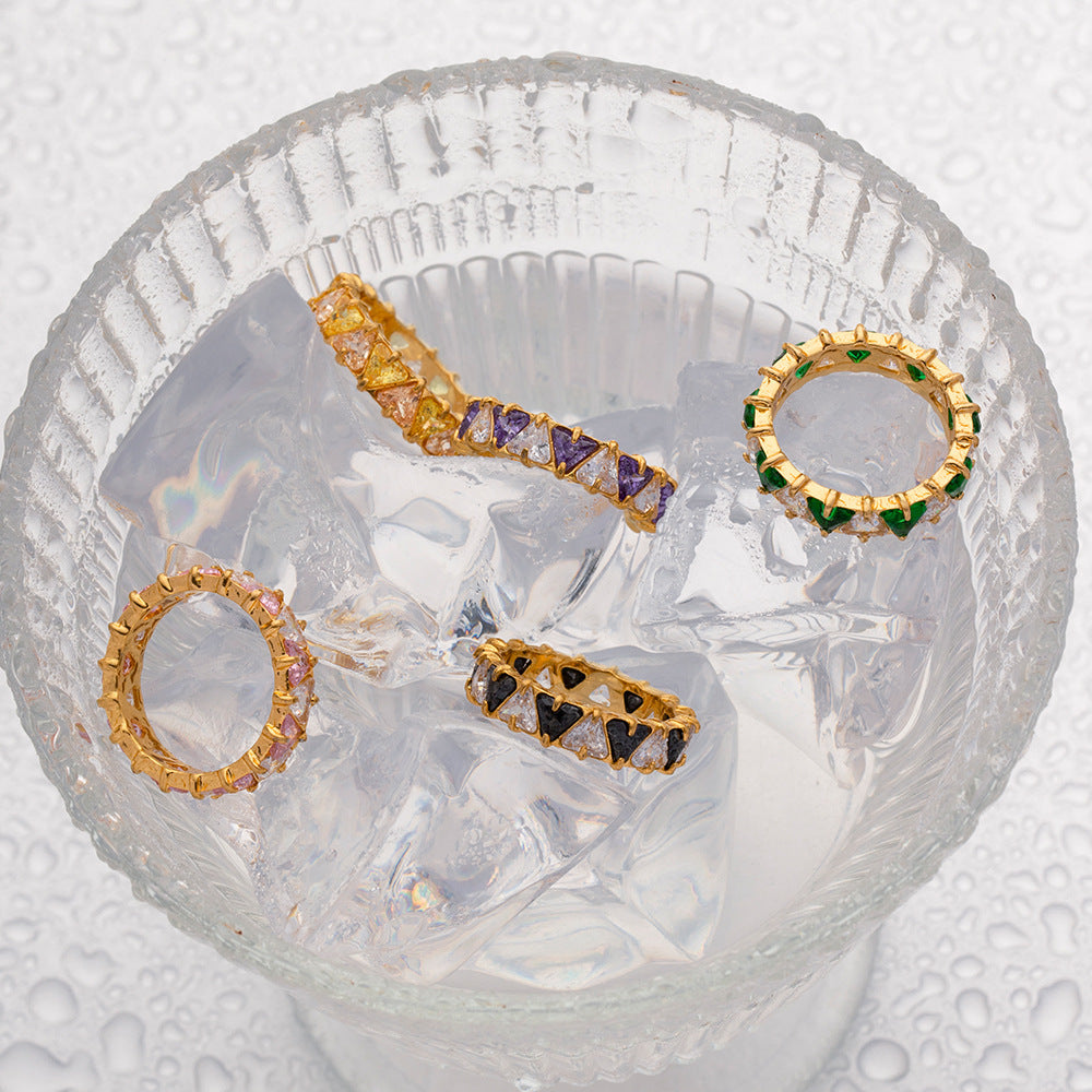 Geometric Ring Electroplated 18K Gold Stainless Steel Fashion Ring Durable European And American Design Durable