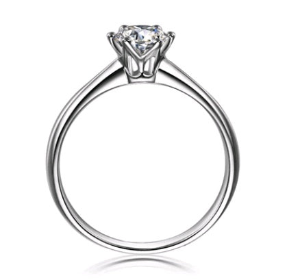 Sterling Silver Crown Ring With Simulated Diamond Six Claw