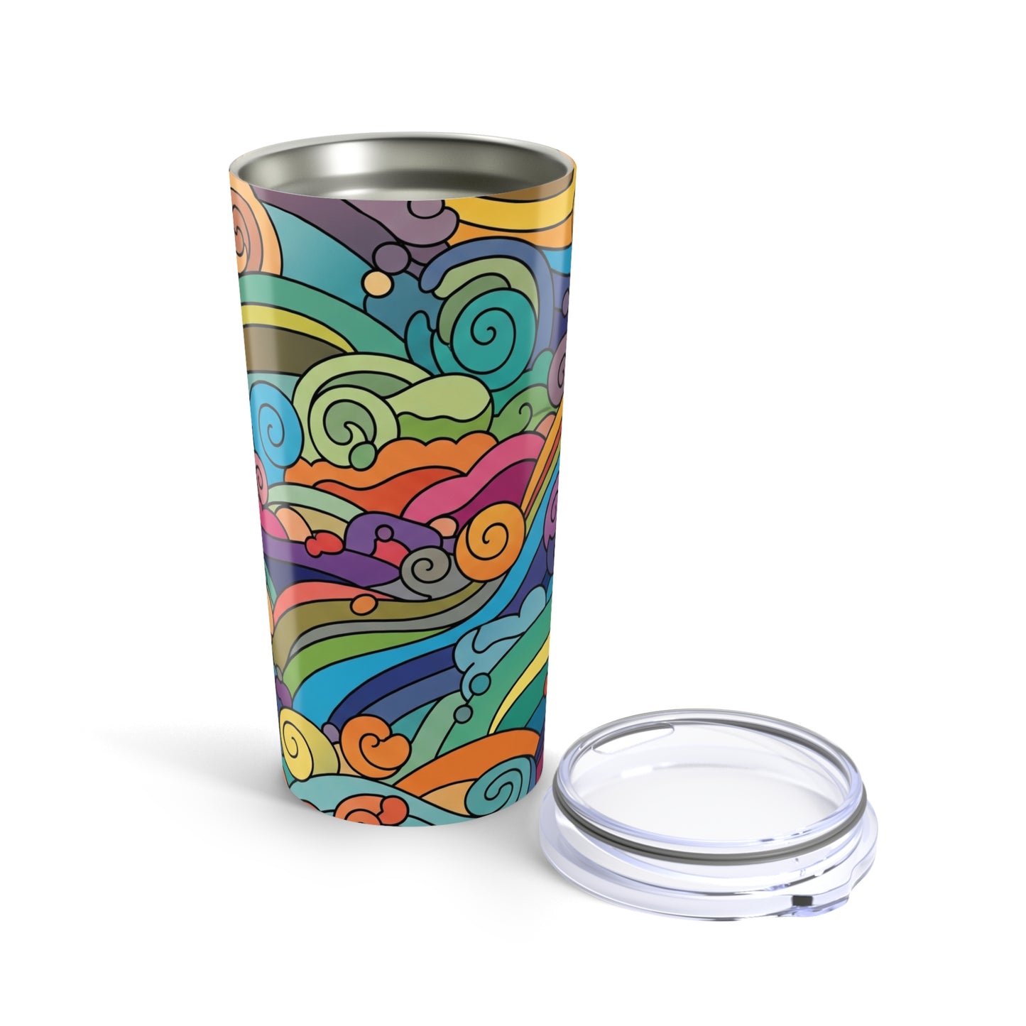 20oz Stainless Steel Tumbler With Printed Design Double Wall Vacuum Insulation Spill Resistant Hot Cold Daily Use
