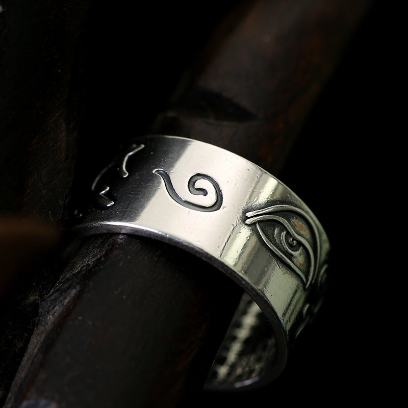 Unisex Adjustable Open Ring Brushed Alloy Geometric Band Braided Cord Design French Eye Fashion Jewelry Chicly