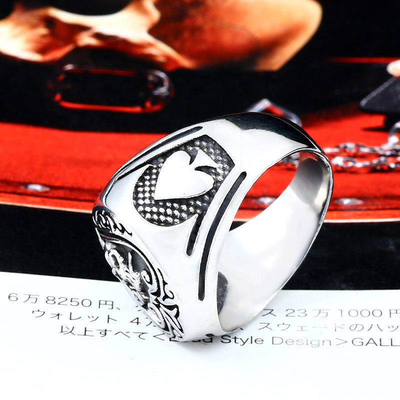 Men's Black Titanium Skull Ring Vintage Retro Polished Gothic Biker Punk Jewelry Durable Statement Piece Polishing