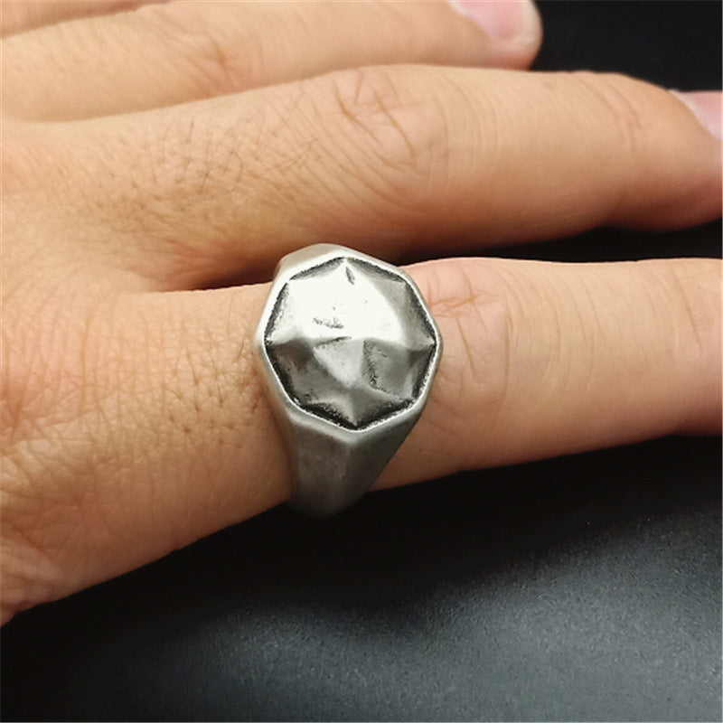 Titanium Steel Ring Trendy Stainless Steel Ornament Silver Band Punk Fashion Jewelry Nightclub Ring Men Women Retro