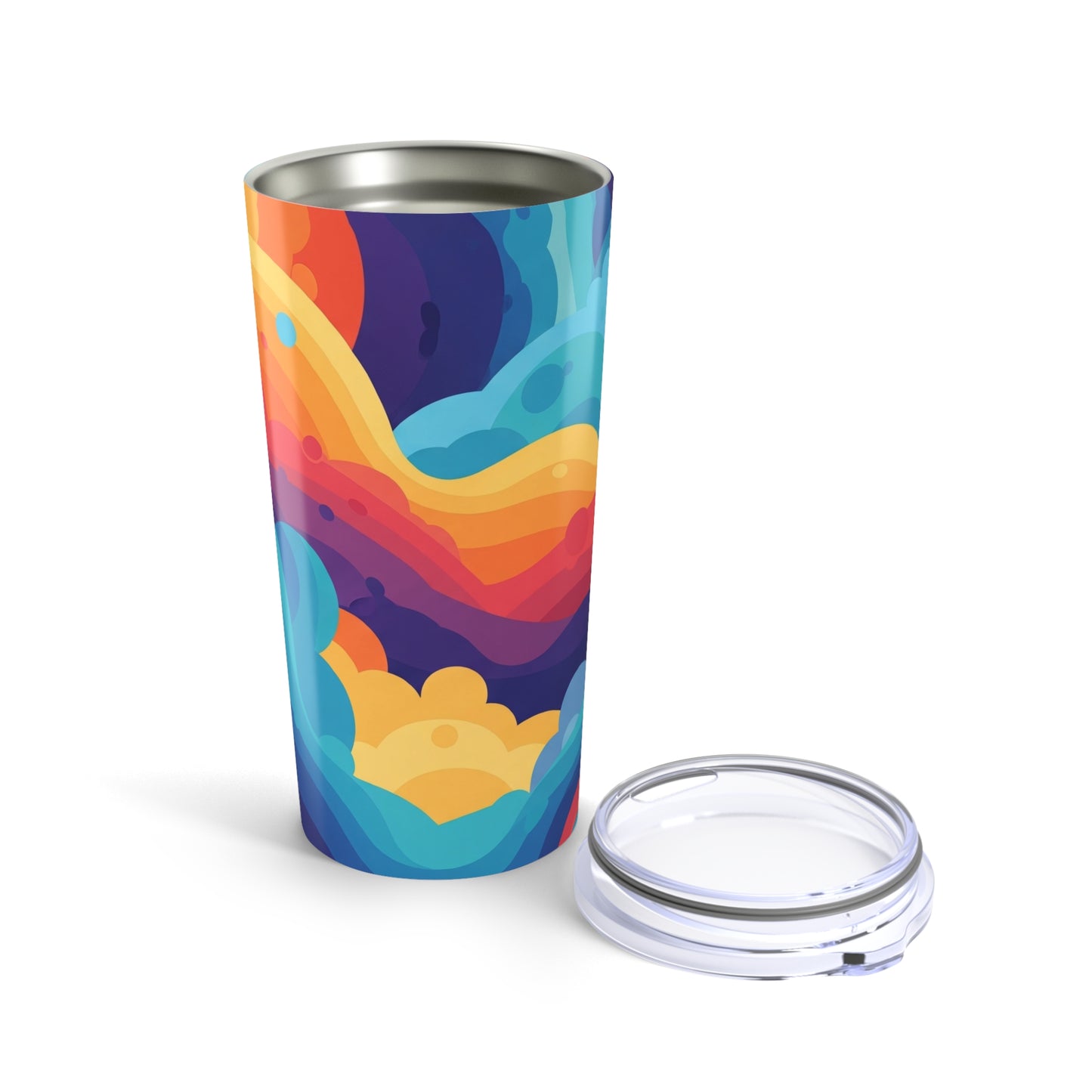 20oz Stainless Steel Tumbler With Double Wall Vacuum Insulation And Printed Design For Hot And Cold Beverages