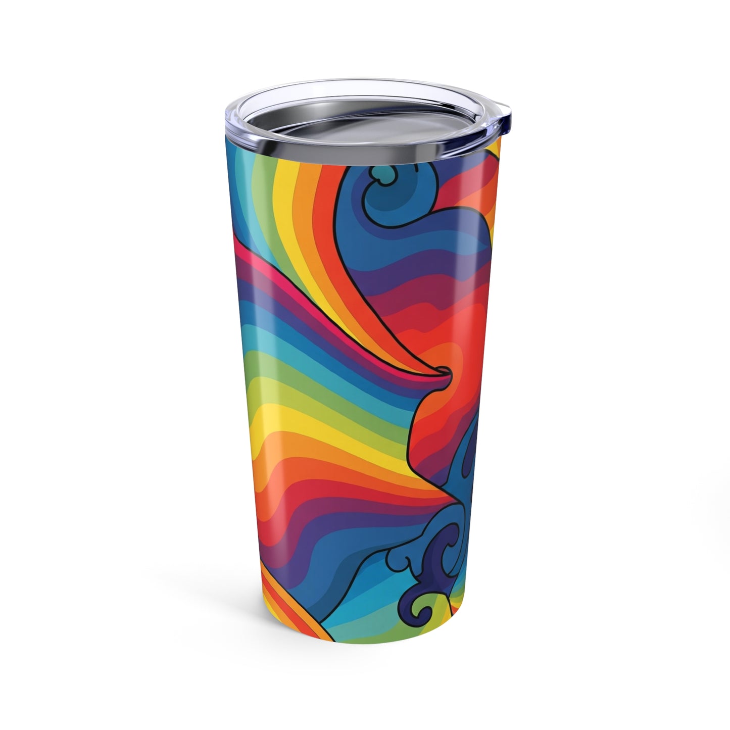 20 Ounce Stainless Steel Tumbler With Printed Artwork Double Wall Vacuum Insulation Spill Resistant Travel Mug