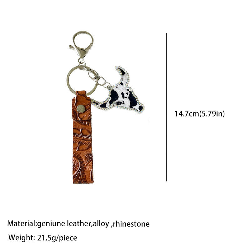 Leather Keychain Handcrafted Ethnic Design Key Holder