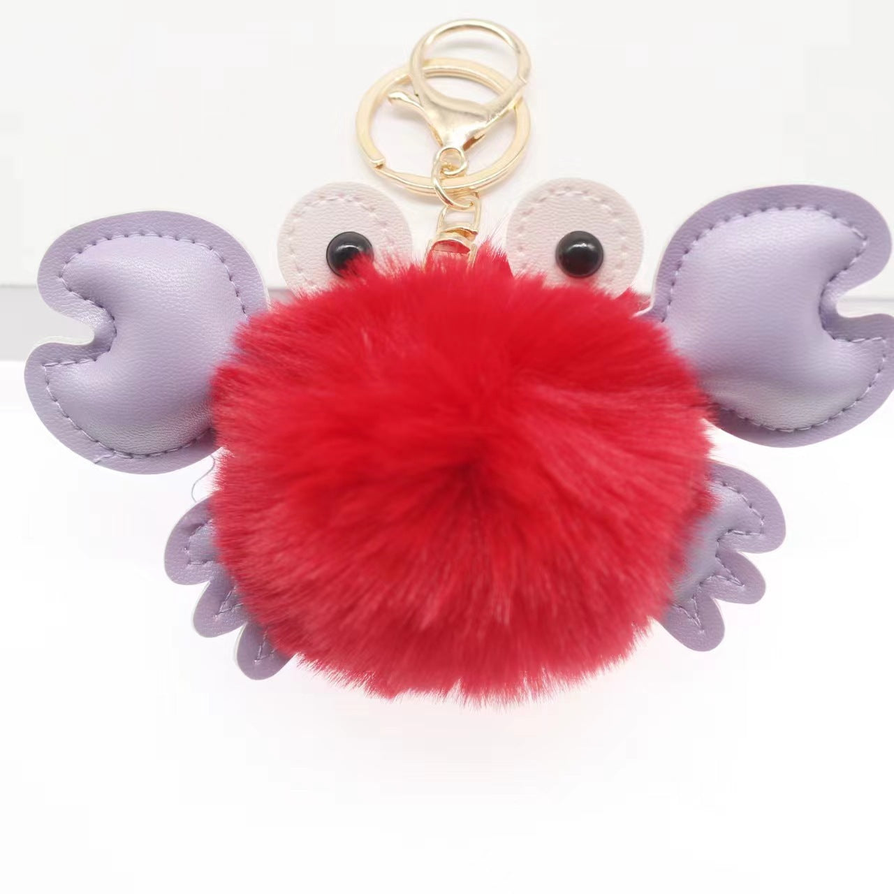 Crab Keychain Adorable Cartoon Crab Pendant Sewn Faux Leather Accessory Cute Crab Design Perfect Gift Great Gift