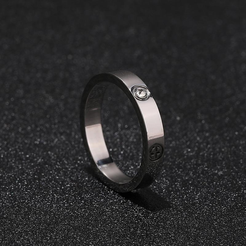Womens Titanium Steel Ring With Geometric Design And Embedded Diamonds Stainless Band Non Fading Light Luxury Jewelry