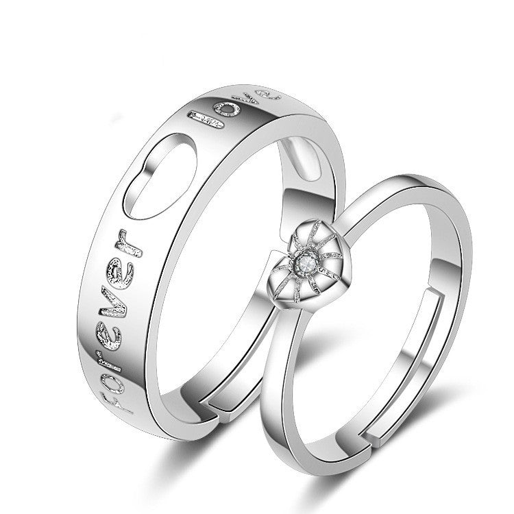 Couple Rings Korean Fashion Jewelry Gift White Copper Electroplated Open Rings Women Men Matching Promise Bands