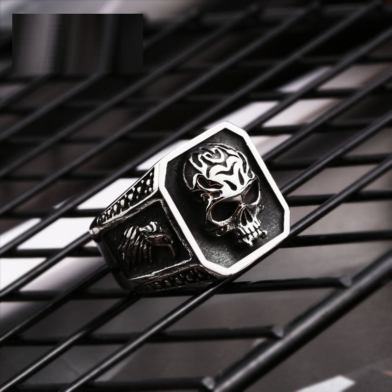 Titanium Steel Skull Ring Unisex Retro Gothic Biker Jewelry Polished Finish Durable Gift For Him Or Her Unisex