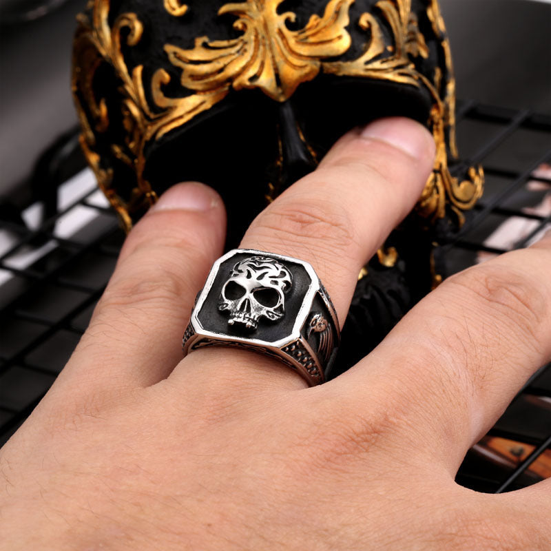 Titanium Steel Skull Ring Unisex Retro Gothic Biker Jewelry Polished Finish Durable Gift For Him Or Her Unisex