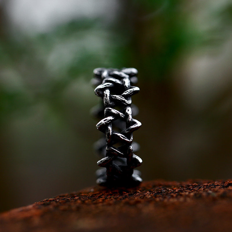 Mens Titanium Steel Ring Hollow Twist Design Polished Finish Durable Fashion Jewelry For Daily Wear Gift Ready