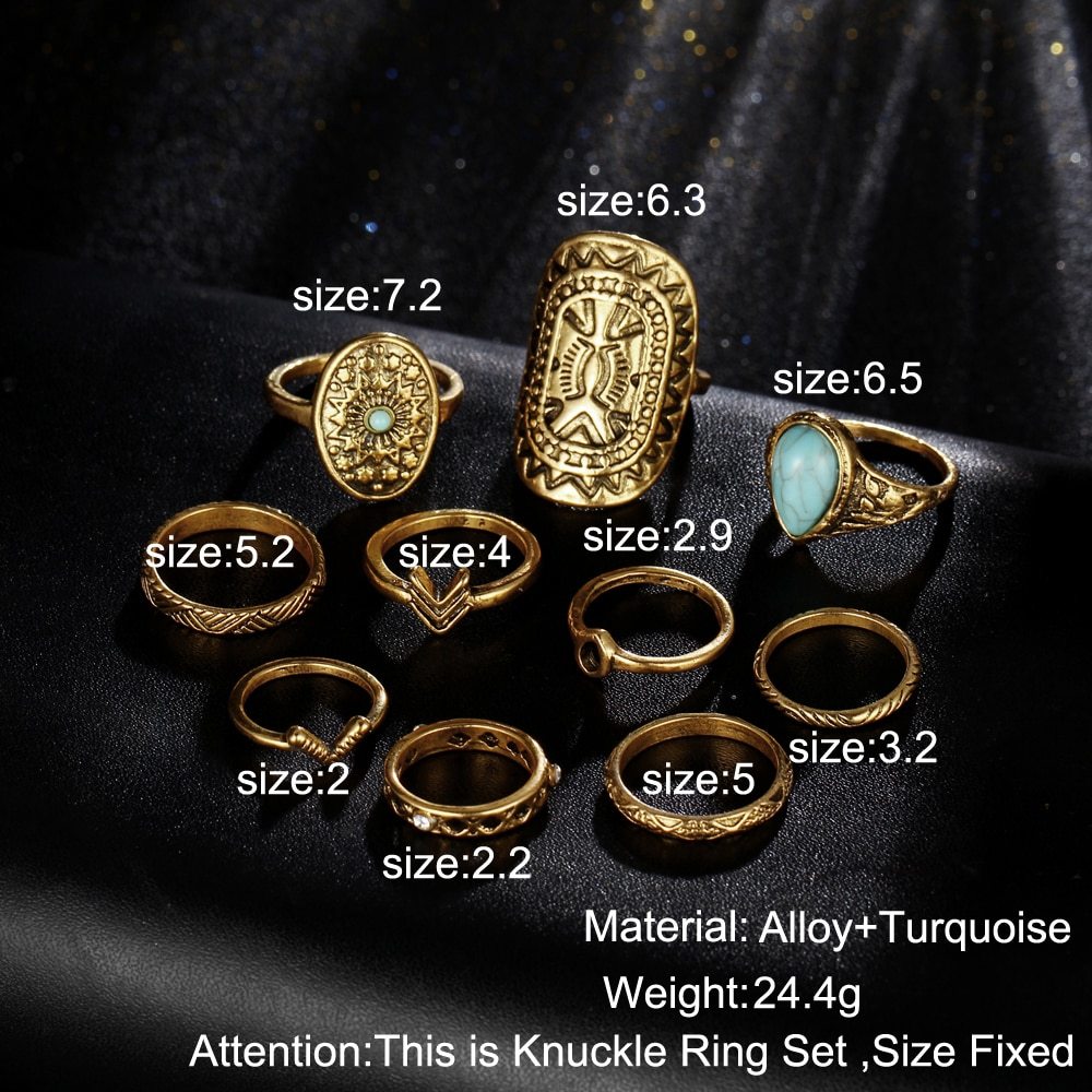 Gemstone Rings Women Trendy Knuckle Rings Men Zinc Alloy Stone Retro Ethnic Pattern Fashion Party Jewelry Daily Wear