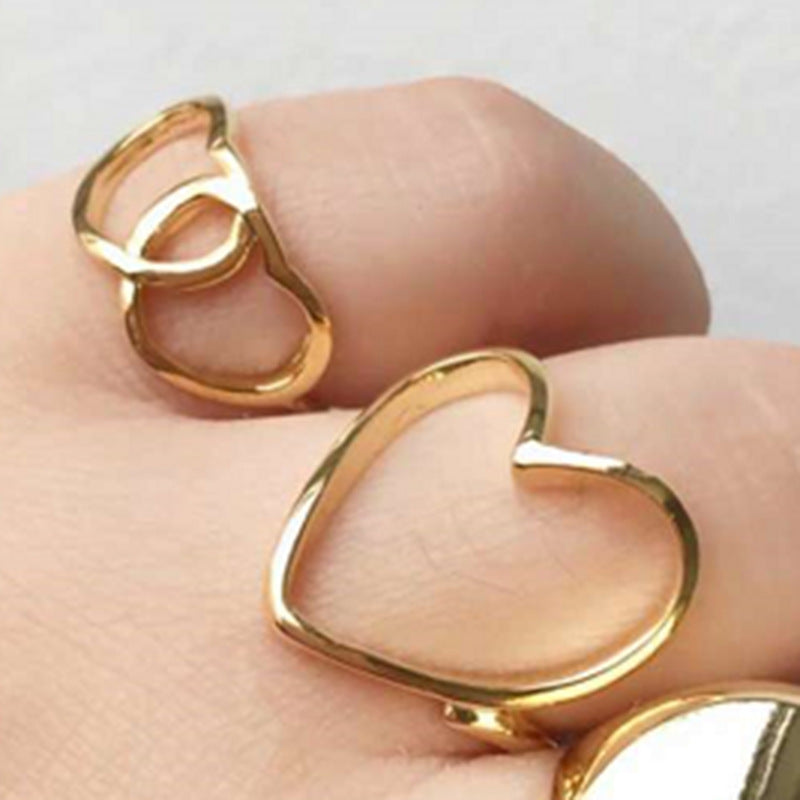 Titanium Steel Ring With 18K Gold Plating Hollow Love Heart Shaped Ring Golden No 6 A459 Golden No 7 A459 Golden No 8