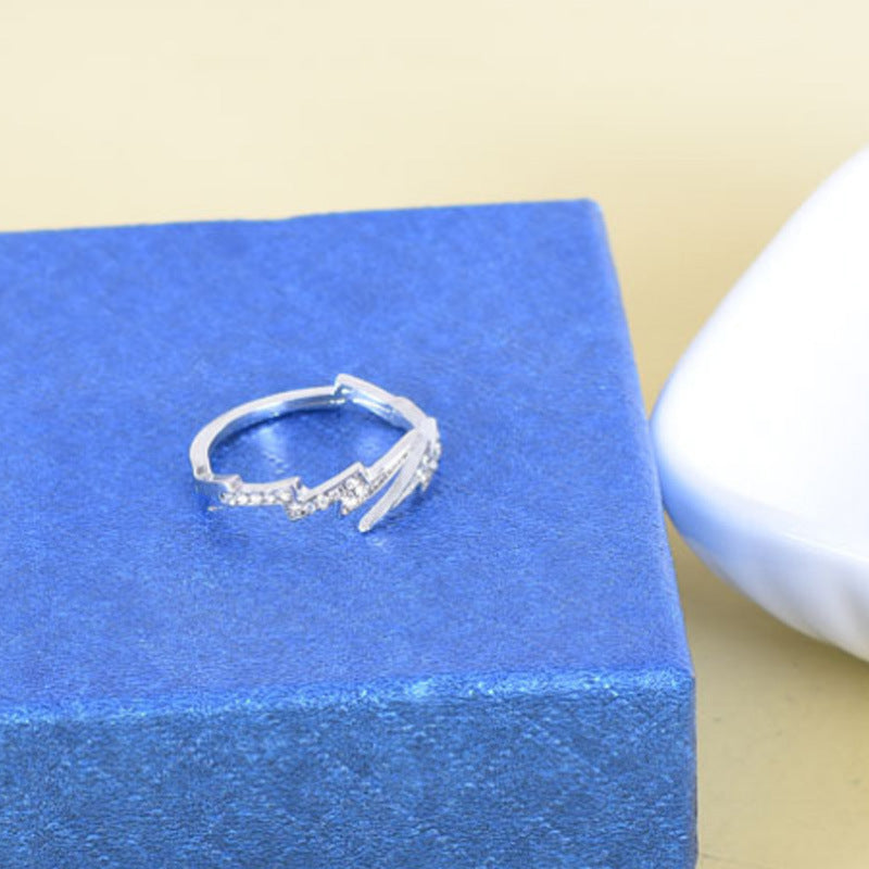 Womens Ring Gold Plated Adjustable Band Irregular Geometric Zircon Rose Gold And White Ring Creative Fashion Jewelry