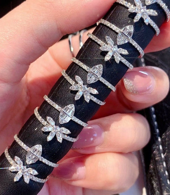 Three Layer Zircon Ring For Women Geometric European Style Brass And White Steel Jewelry Gift For Her Timeless