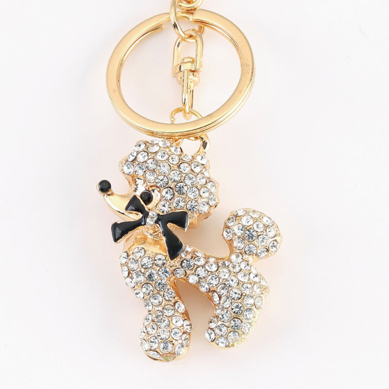 Cartoon Dog Keychain Alloy Metal Key Ring Gold Zodiac Puppy Keyring Cute Animal Car Accessory for Purse Bag Gift