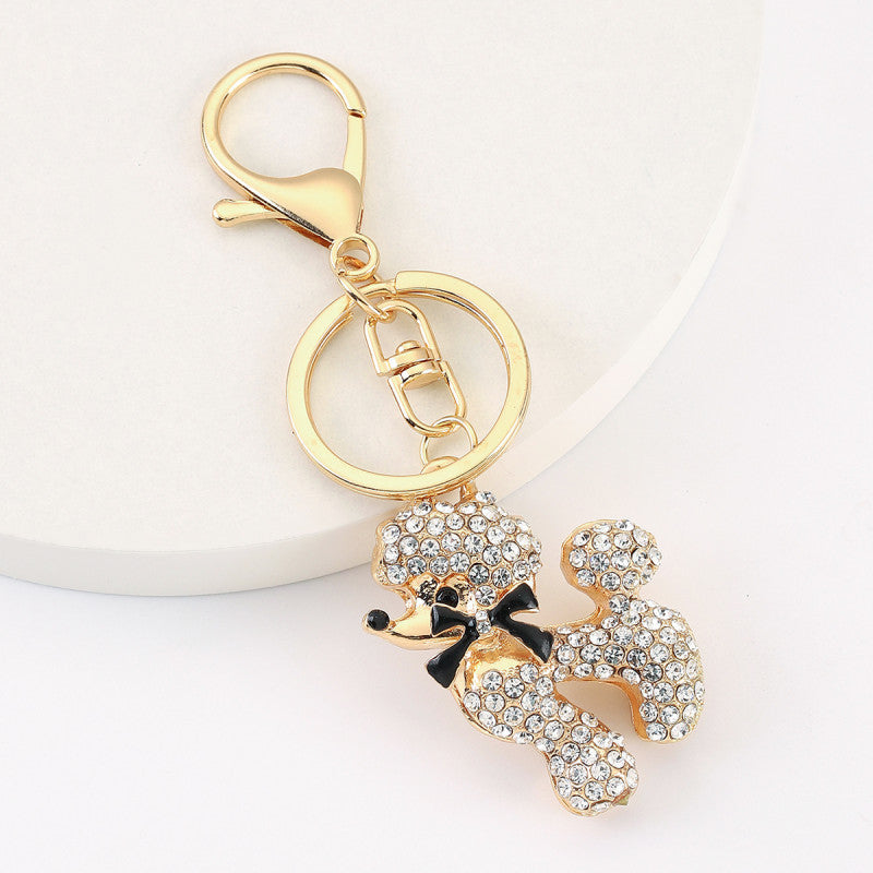 Cartoon Dog Keychain Alloy Metal Key Ring Gold Zodiac Puppy Keyring Cute Animal Car Accessory for Purse Bag Gift