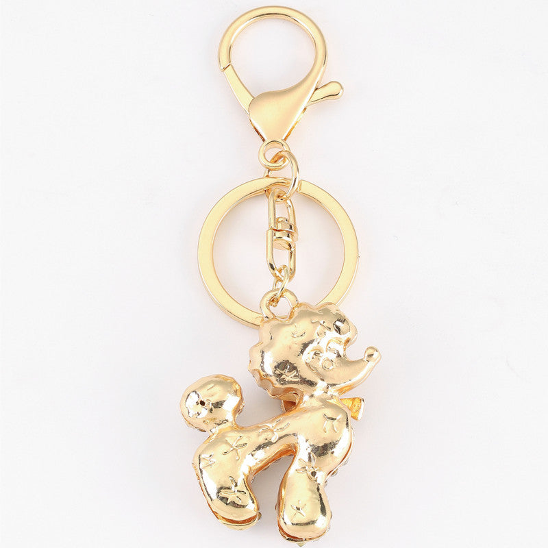 Cartoon Dog Keychain Alloy Metal Key Ring Gold Zodiac Puppy Keyring Cute Animal Car Accessory for Purse Bag Gift