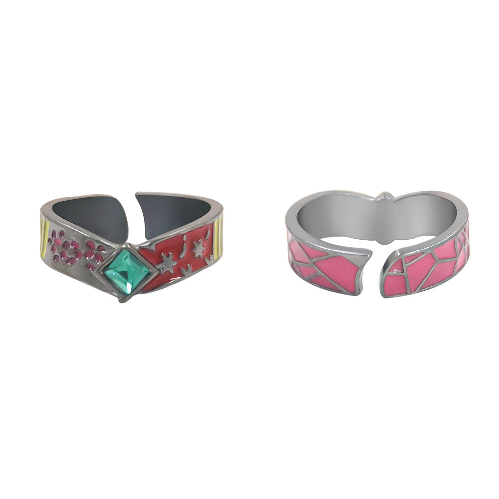 Adjustable Opening Alloy Rings Anime Pattern Fashion Ring Unisex Design Impression Ring Stylish Gift Idea Idea