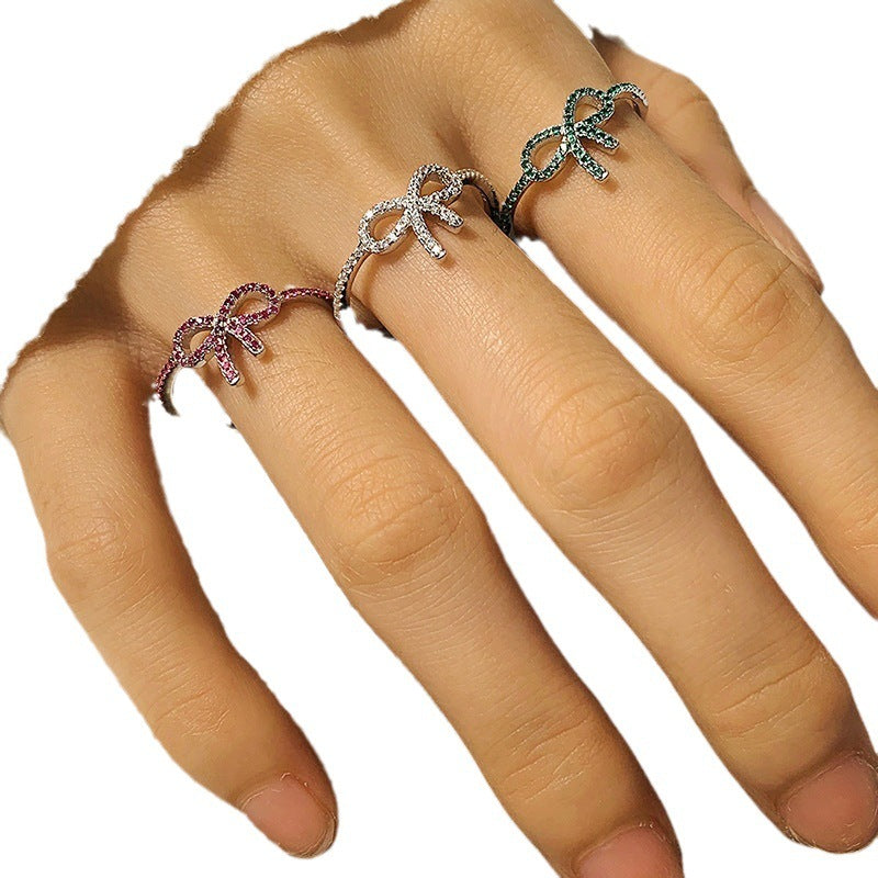 Sterling Silver Bow Knot Ring For Women 925 Bow Design Elegant Fashion Jewelry Gift Idea Everyday Sparkle Gift