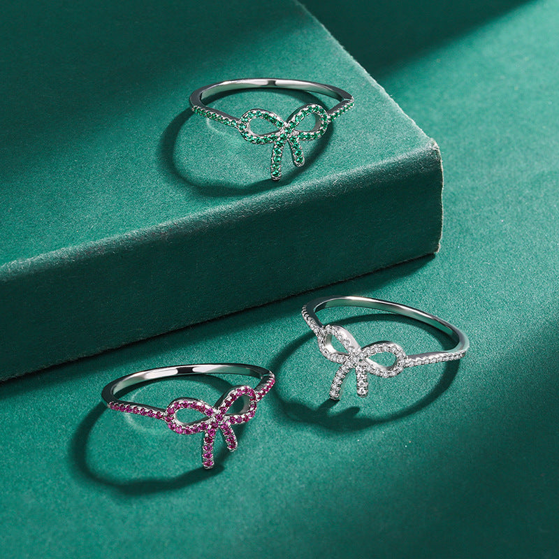 Sterling Silver Bow Knot Ring For Women 925 Bow Design Elegant Fashion Jewelry Gift Idea Everyday Sparkle Gift