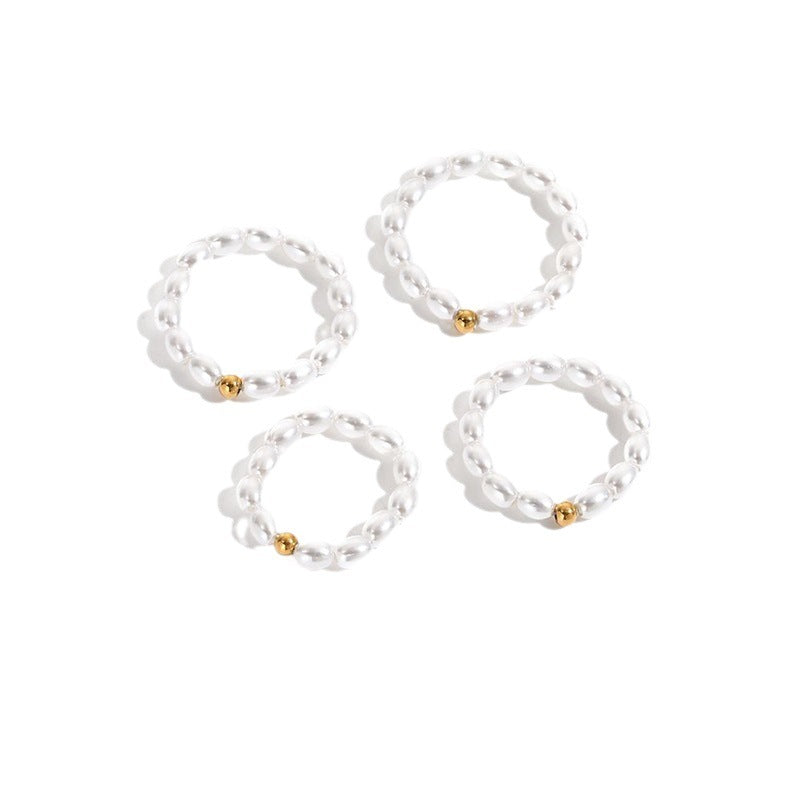 Elegant Imitation Pearl Ring 14K Gold Plated For Women Electroplated Finish Jewelry Gift For Her Elegant Piece