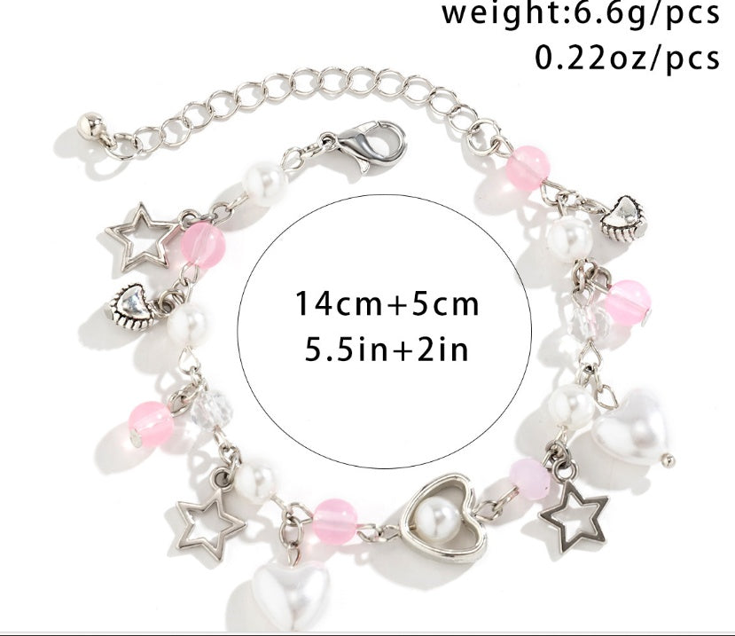 Womens Crystal Love Chain Bracelet Elegant Alloy Jewelry White Electroplated Delicate Accessory Sparkling Charm