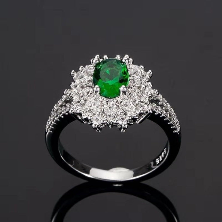 Geometric White Gold Ring With Zircon Decoration For Her