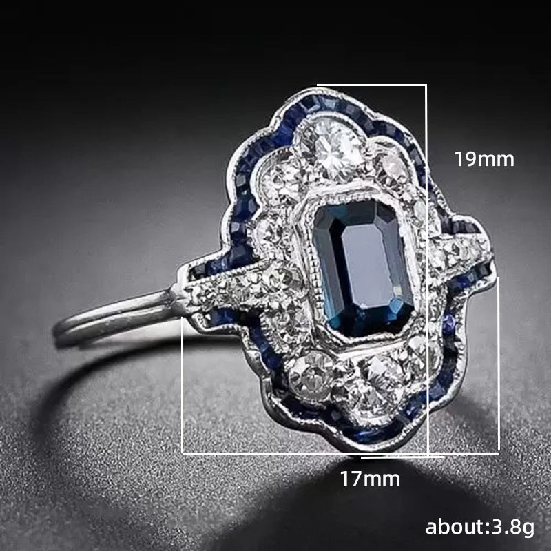 Geometric Alloy Ring Silver Electroplated Fashion Ring For Women Retro Style Exaggerated Elegant Everyday Style