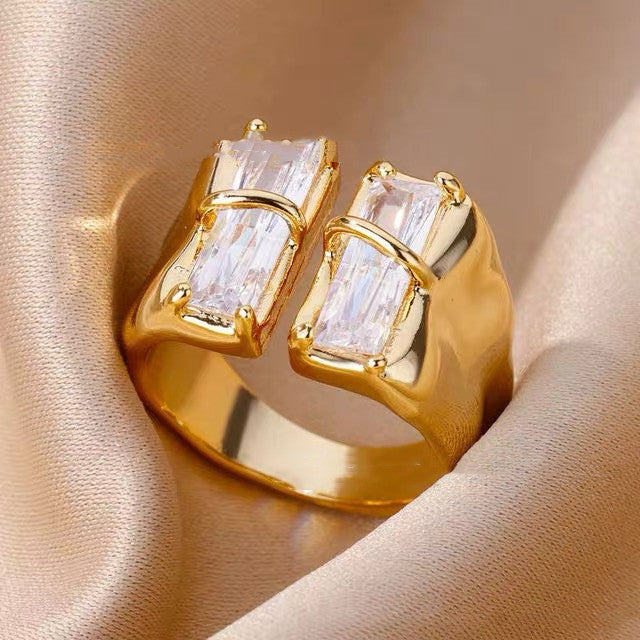 Unisex Copper Diamond Ring Gold Plated Silver Plated Adjustable Fashion Jewelry For Men And Women In Style Now