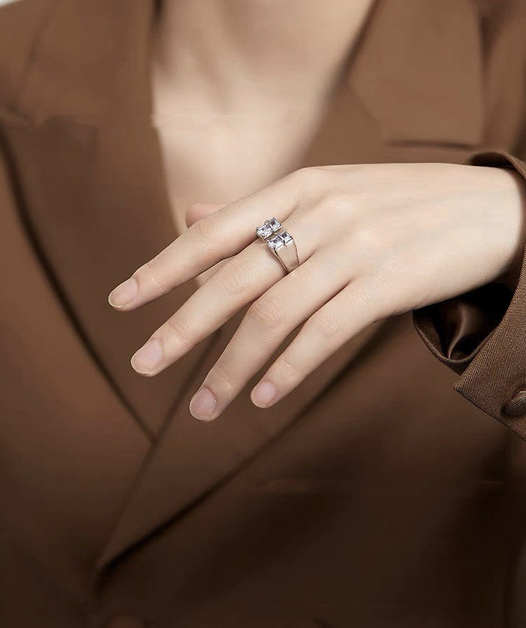 Unisex Adjustable Diamond Ring Copper Gold Silver Plated For Women Men Anniversary Engagement Jewelry Gift Box