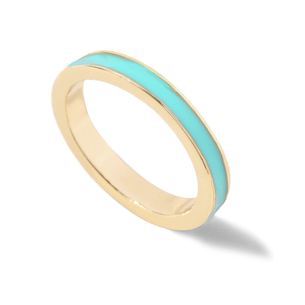 Womens Alloy Ring With Drip Oil Design Fashion Jewelry Simple Band Ring For Everyday Wear Non Inlay Size 7 8 Women