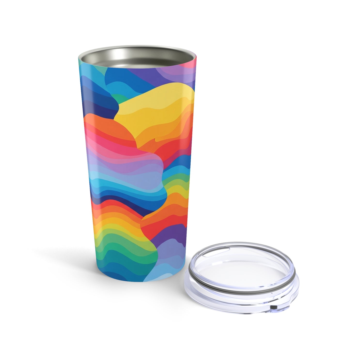 20 Oz Metal Travel Mug With Printed Design Vacuum Insulated Spill Resistant Lid BPA Free For Hot Or Cold Beverages