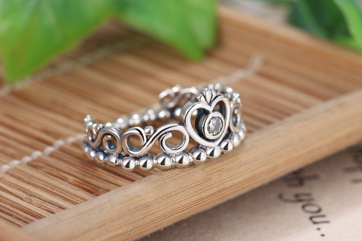 Vintage Copper Crown Ring With Micro Zircon Inlaid Stones For Wedding Or Engagement Gift For Her Classic Jewelry Idea