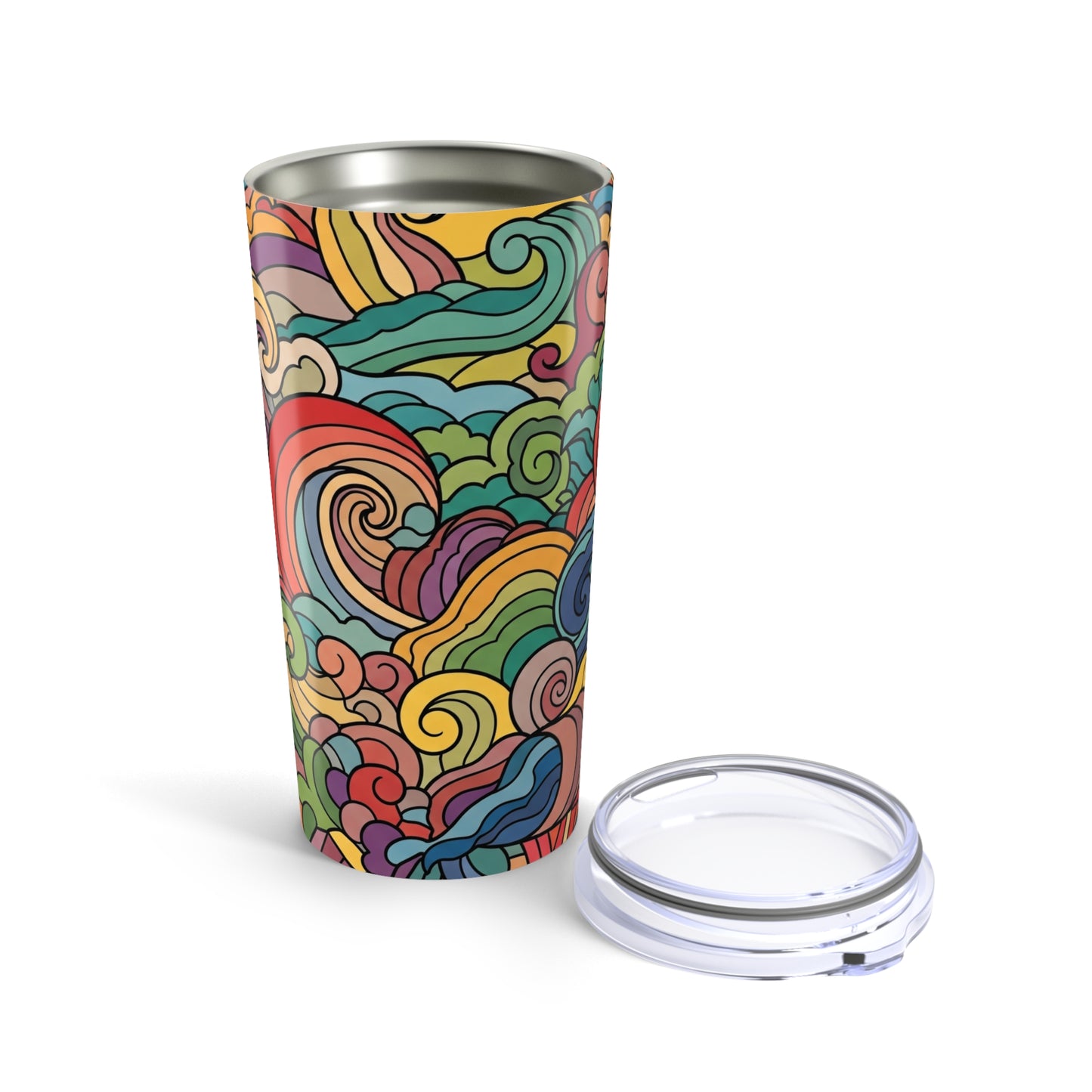 20 Oz Stainless Steel Tumbler With Lid Double Wall Vacuum Insulated Spill Resistant BPA Free Printed Hot Cold