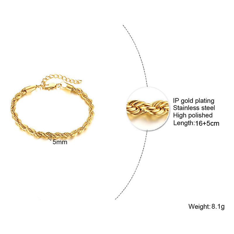 Womens Gold Tone Stainless Steel Twist Bangle Bracelet