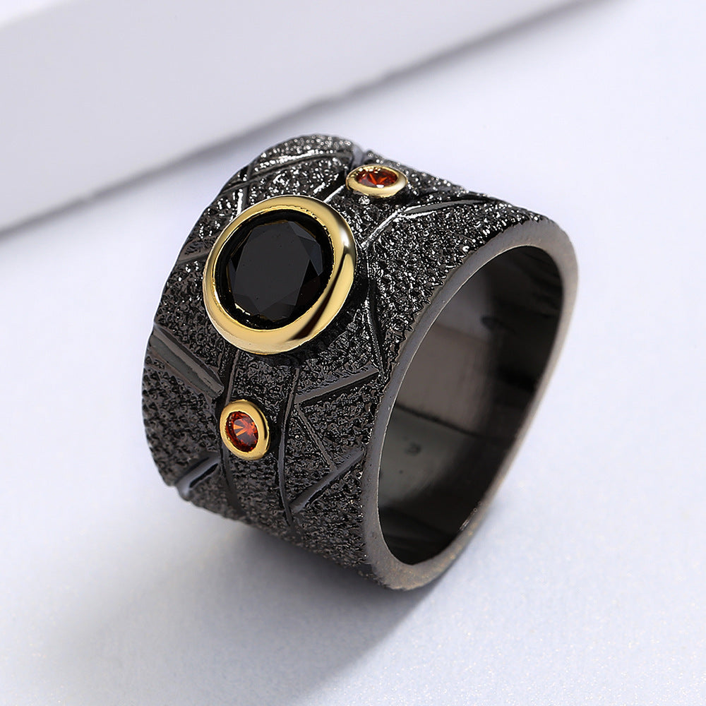 Geometric Black Retro Baroque Ring For Women Copper Ring Modern Geometric Design Sizes 6 7 8 9 10 Elegant Everyday Wear