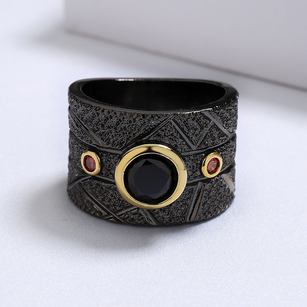 Geometric Black Retro Baroque Ring For Women Copper Ring Modern Geometric Design Sizes 6 7 8 9 10 Elegant Everyday Wear