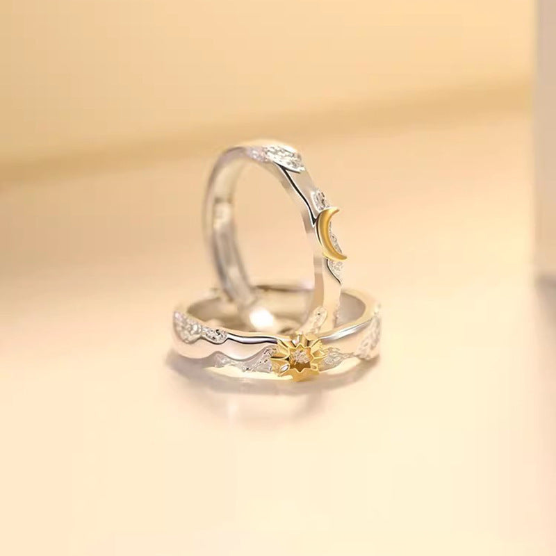 Sun Moon Open Ring With Star Design Jewelry For Couples