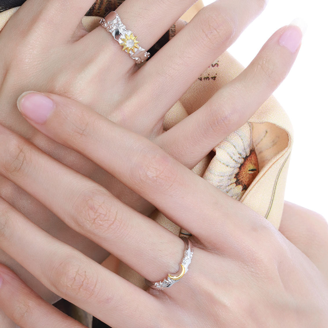 Sun Moon Open Ring With Star Design Jewelry For Couples