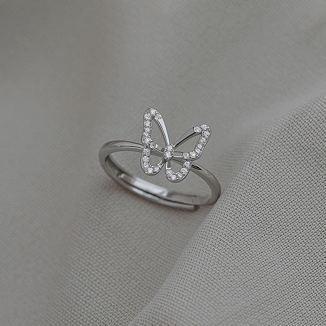 Elegant Copper Ring With White Gold Plating For Women