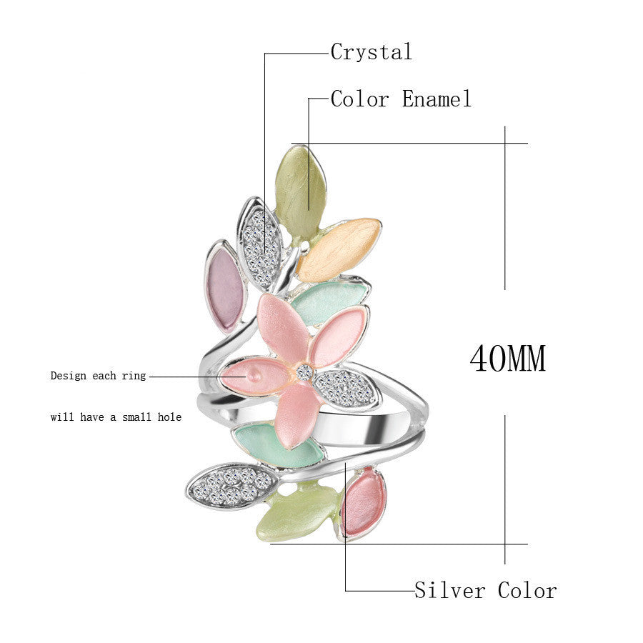 Womens Enamels Flower Ring Electroplated Metal Alloy Gemstone Jewelry For Parties Anniversaries Birthdays Gift